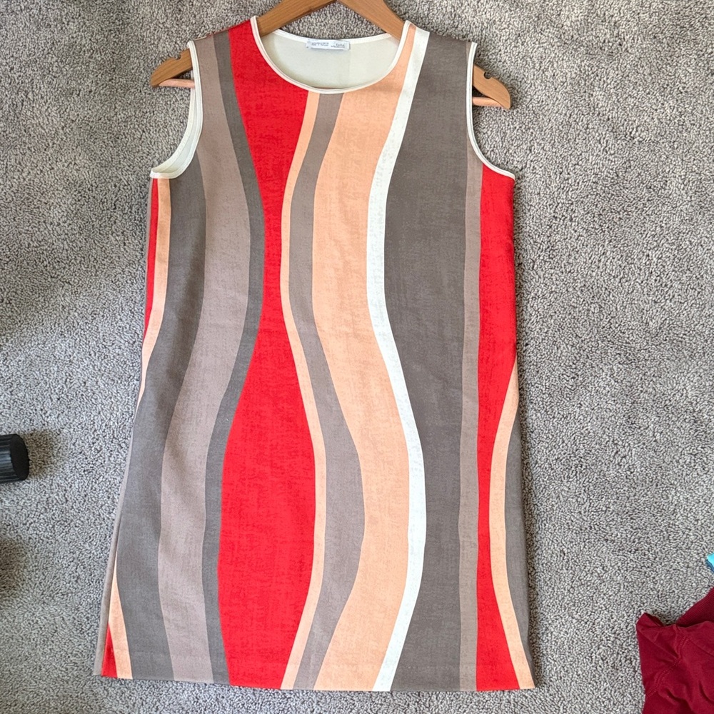 Zara Orange and Gray Wave Pattern Mini Dress